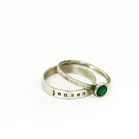 Name & Stone Stacking Ring Set
