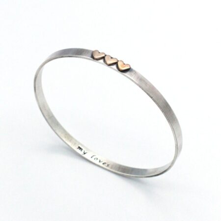 Mixed Metal Secret Love Message Sterling Bangle