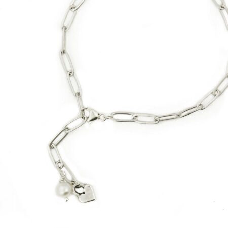 Silver Dainty Paperclip Charm Bracelet