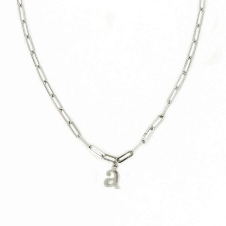 Silver Dainty Paperclip Charm Necklace
