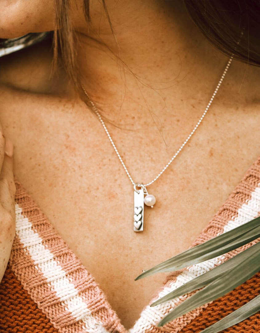 Silver Love stack Charm Necklace. Perfect gift for women