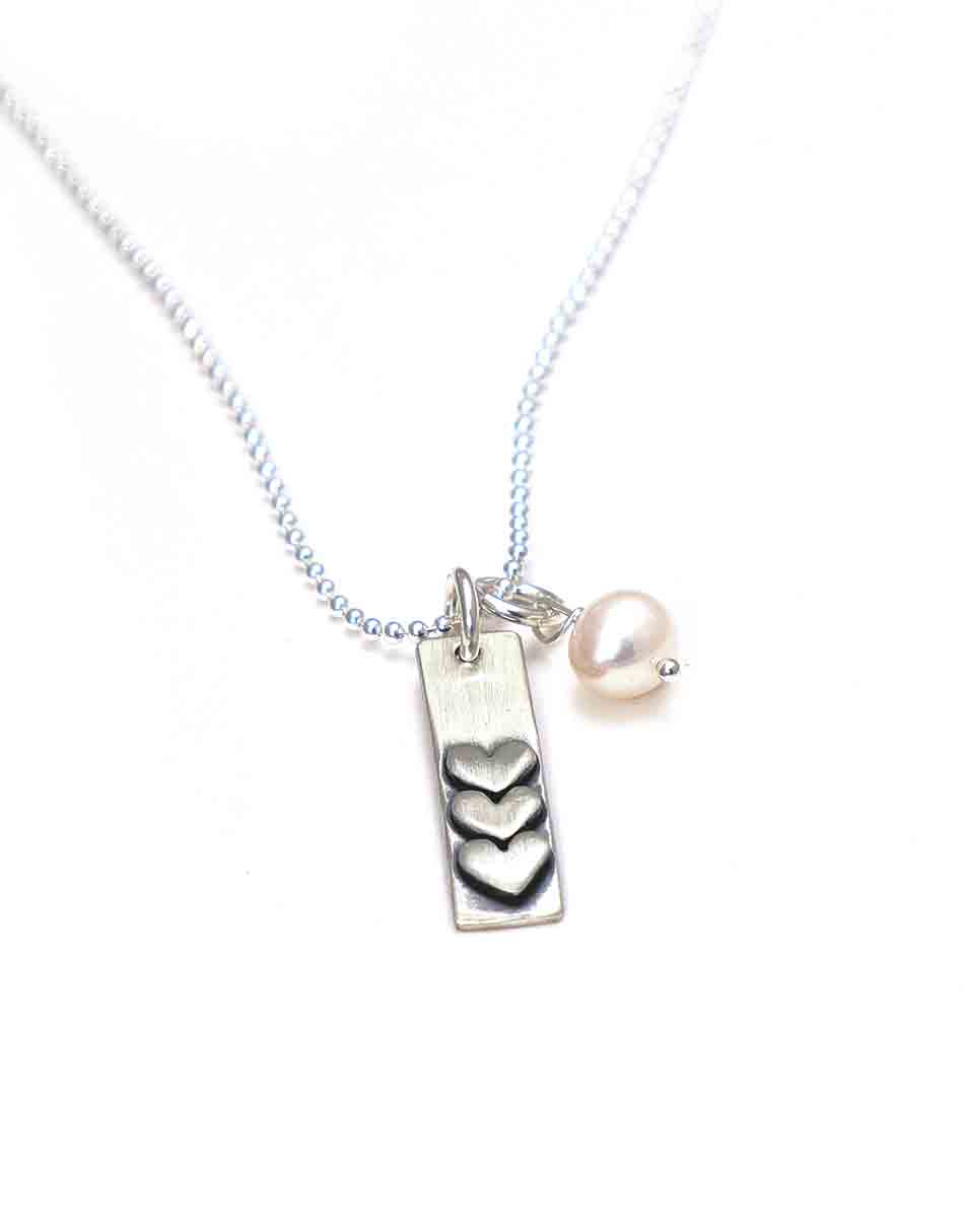Silver Love Stack Charm Necklace