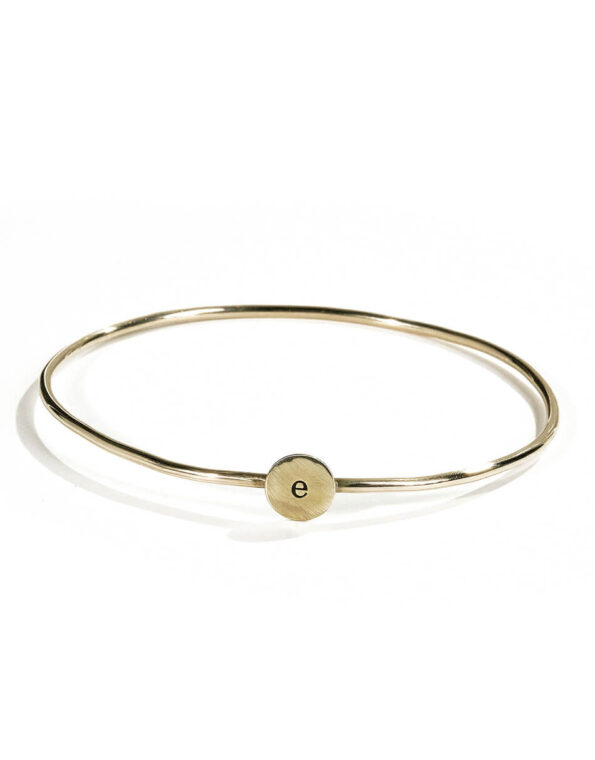 Simple sterling silver or gold filled bangle, hand stamped with initial. Personalized braclet for her