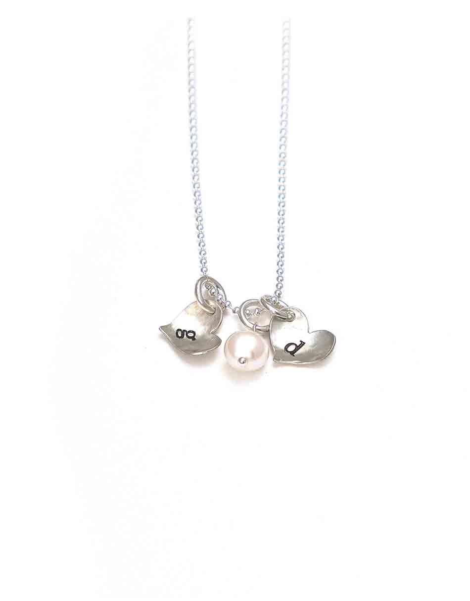 Simple Initial Hearts Necklace