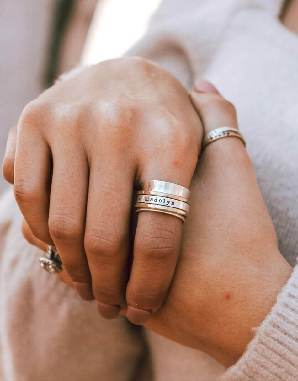Spinner ring with names, messages for loved ones