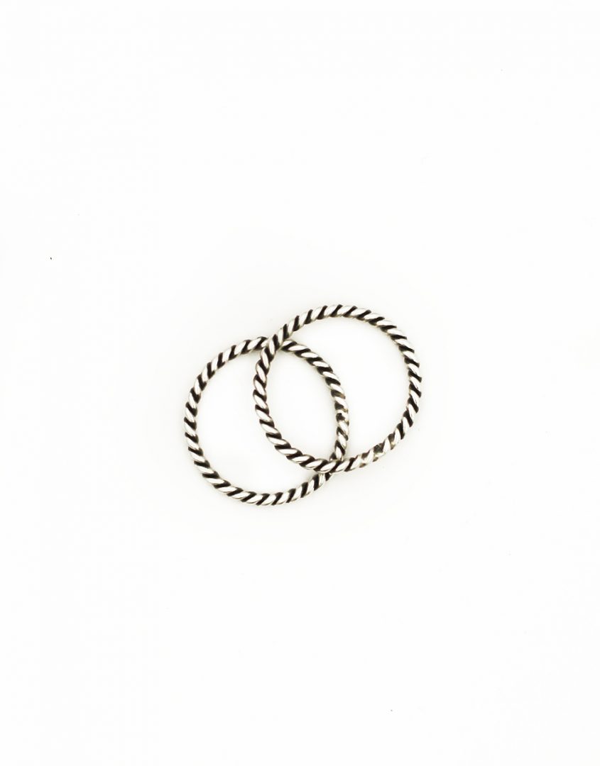 A set of 2 beautiful handmade sterling silver rope rings, the perfect accent to many of our personalized rings!