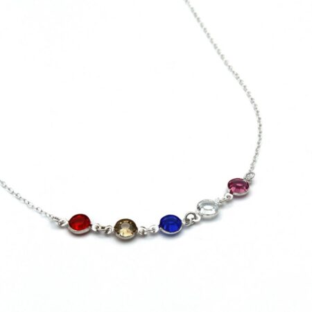 Silver Connected Birthstone Necklace