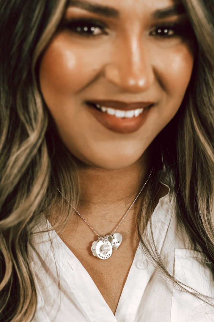 Custom Name Initial Charm Necklace For Women.