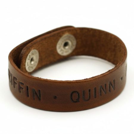 Handstamped Thin Leather Cuff